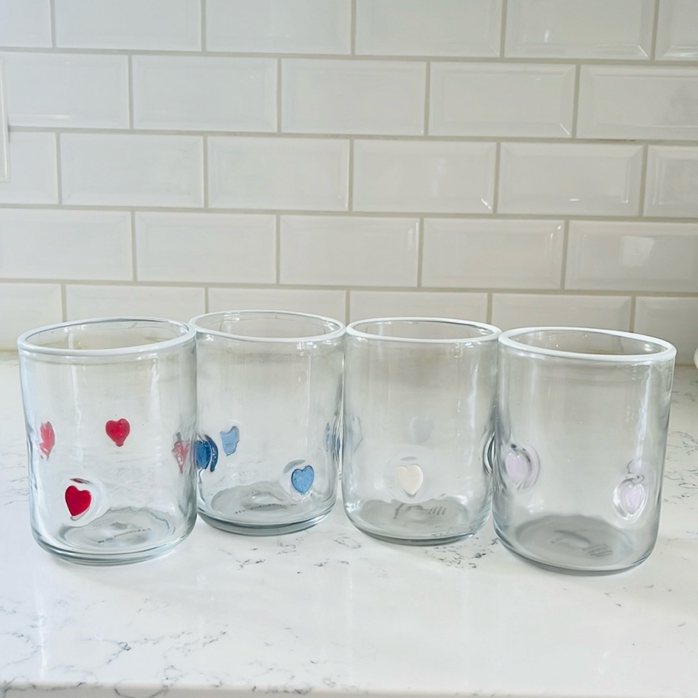 Anthropologie Icon Juice Glass Blue Heart RARE - Picture 7 of 8